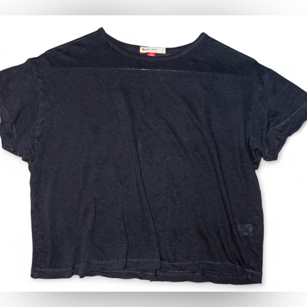 Women’s Marine Layer Hemp Blend Thin Boxy Crop Tee S Black Good Used Condition